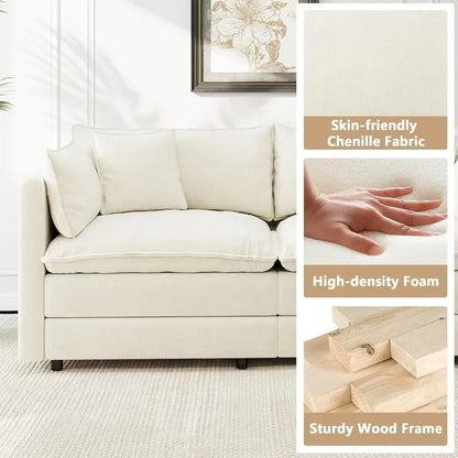 77.16 Inch Deep 2-Seater Sofas Comfy Chenille,Modular Sectional Sofa Modern Convertible Loveseat Couch