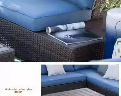 American Courtyard Furniture Leisure Rattan Sofa Chairs Outdoor Modern Country Corner Garden Sofas Patio Furniture Set y