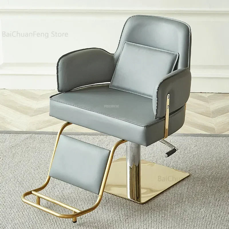 Simple Stainless Steel Barber Chairs Professional Salon Furniture Beauty Salon Chair Home Liftable Rotating Hairdressing Chair