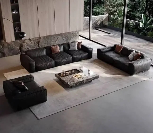 Family Italian Living Room Sofas Genuine Leather Sectional Apartment Relaxing Sofa Elegant Comfortable Muebles Home Furniture