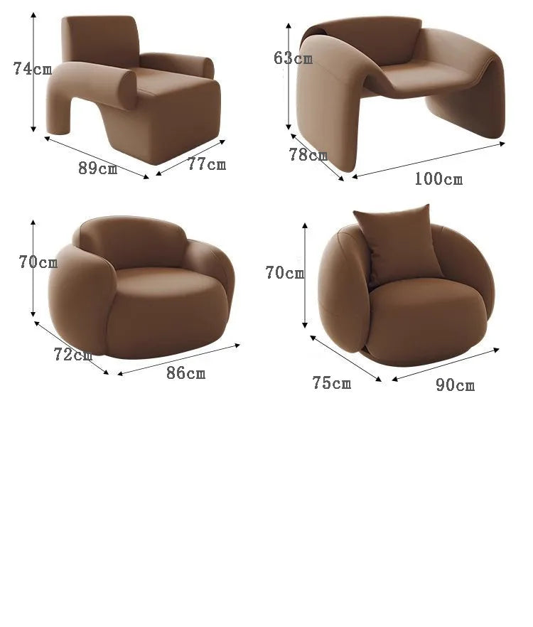 Curved Sofa Small Apartment Special-shaped Brown Bed And Breakfast Beauty Salon Clothing Store Office Rest Area Reception