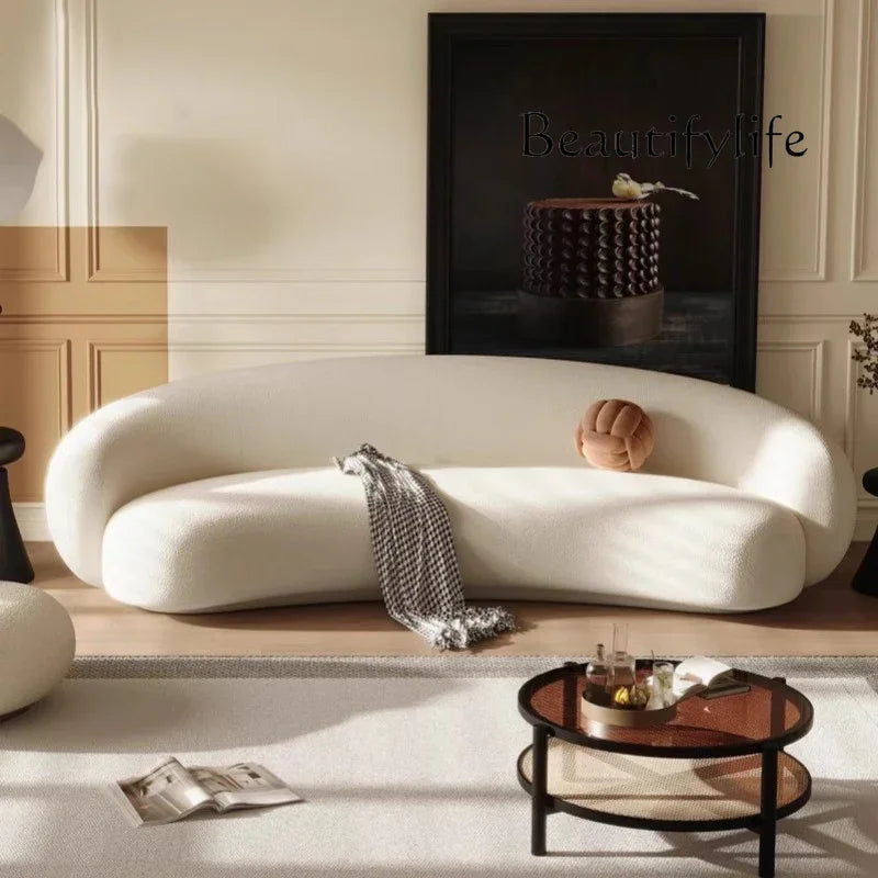 C Nordic Wabi-sandy Wind Curved Sofa Household Small Apartment Fabric Sofa