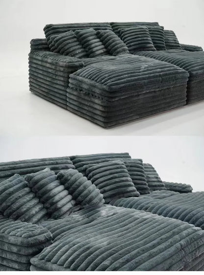 Ultra Wide Deep Plush Fabric Sofa for Large Villas Living Room,  Luxury Super Large Plush Sofa for Cinemas Big Sofa