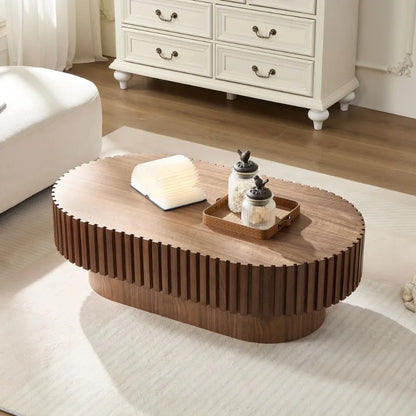 Modern Brown Woven Rattan Coffee Table Oval Shaped Living Room Side Table Home Decor Furniture