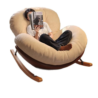 Egg Shell Rocking Chair Lounge Recliner Bed Sleep Rest Foldable Single Seater Indoor Outdoor Casual Living Room Chair Furniture