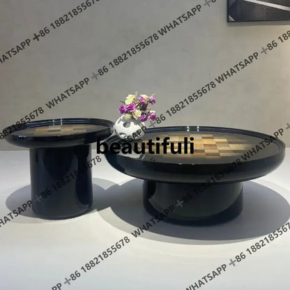 Italian minimalist creative round coffee table coffee table household light luxury negotiation table H