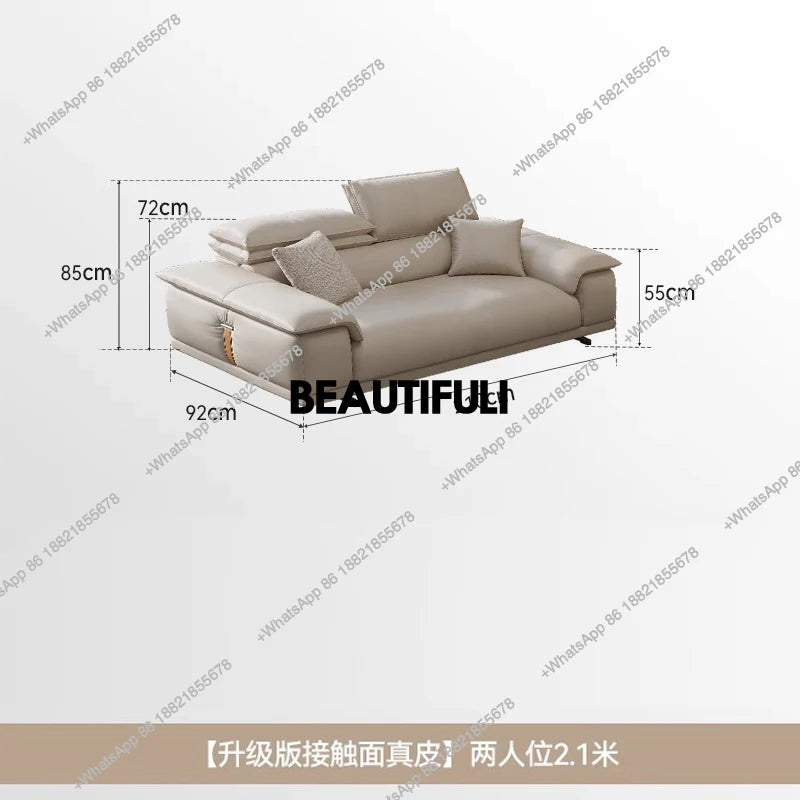 H Genuine Leather Italian Living Room Sofa Luxury Lounge Designer Minimalist Sofas Modern Family Muebles Furniture Decoration