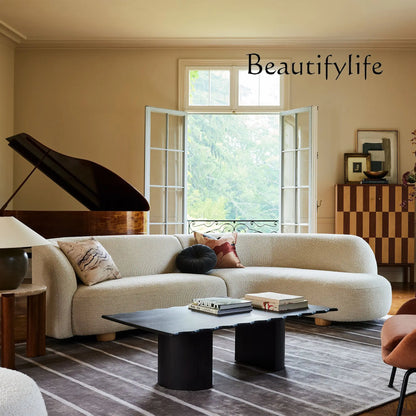 Nordic simple curved fabric lamb wool sofa Italian light luxury creative living room corner sofa