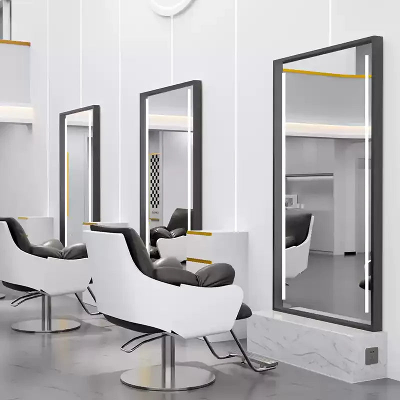 HJ Barber Shop Mirror Quick Cut Special Mirror Hair Salon Internet celebrity hair salon Full Lamp Mirror
