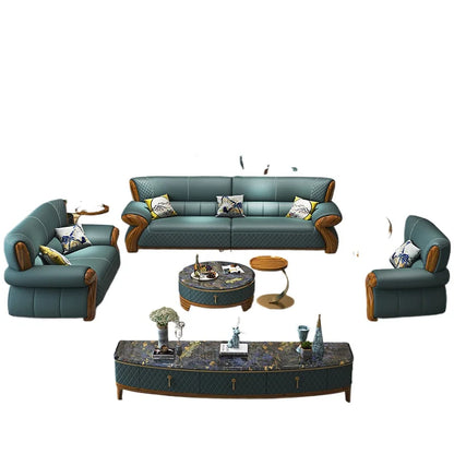 Leather sofa, new Chinese style medieval style, furniture