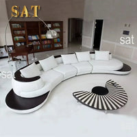 Italian Designer Minimalist Corner L-shaped Leather Sofa Villa Living Room High-end Customized Sofa Set