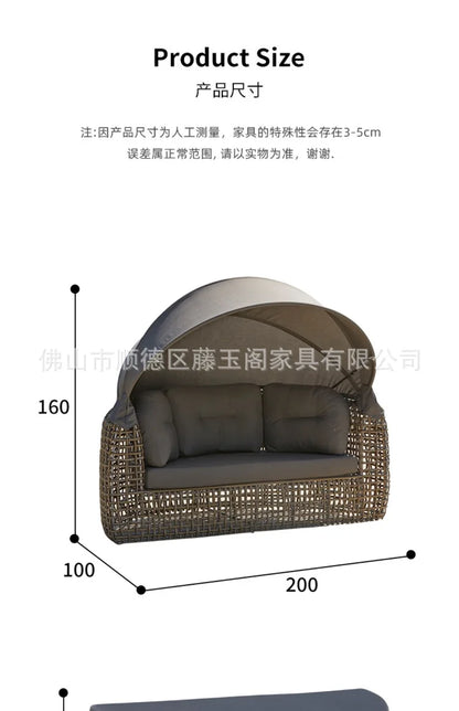 Outdoor Lounger Nordic Style Outdoor Rattan Sofa Bed Resort Pool Leisure Rattan Chair Beach Lounger