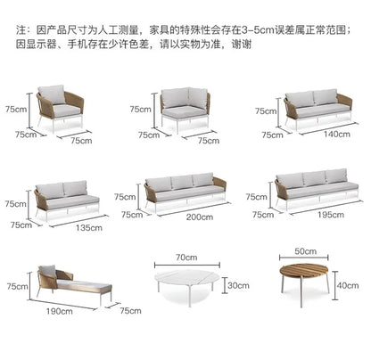 Outdoor Sofa Designer Sample Room Rope Weaving Furniture Leisure Courtyard Outdoor Garden Outdoor Waterproof Sofa