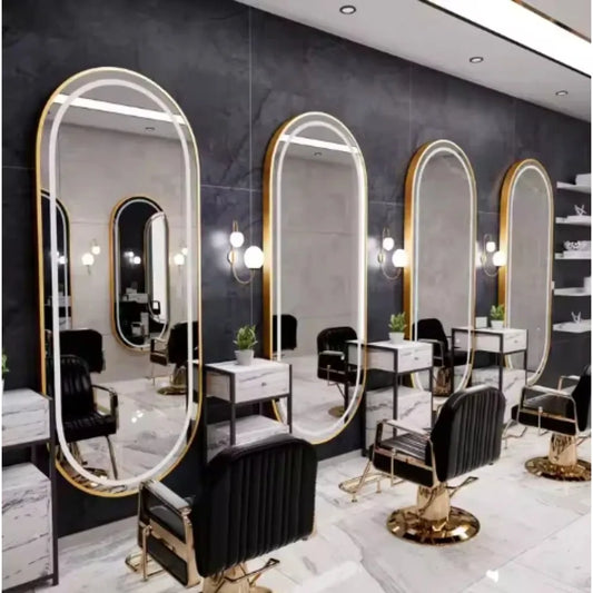 3PCS Professional LED Light Hair Salon Mirror - Large Modern Single-Sided Dressing Station for Barbershop  Styling