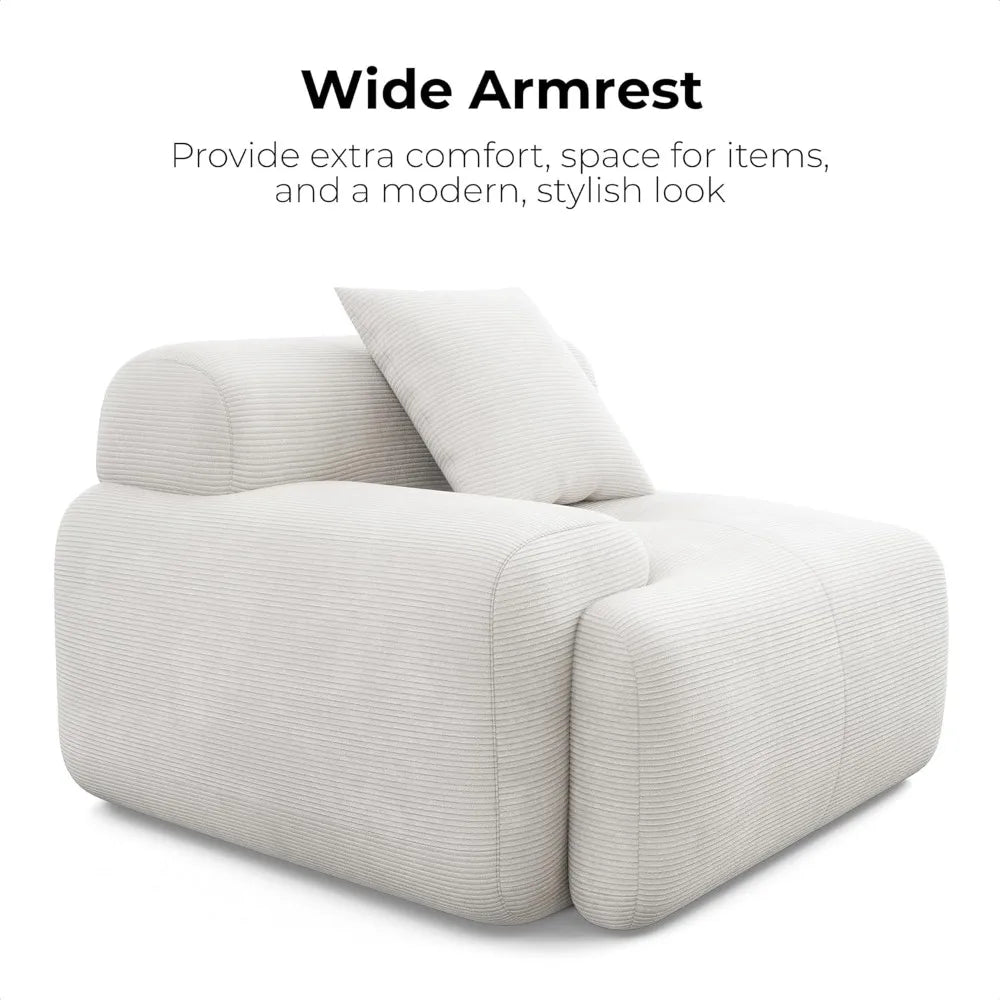 118" Modern L-Shaped Modular Sectional Sofa for Living Room, Upholstery Beige, Oversized 3-Seater Couch with Deep Seat