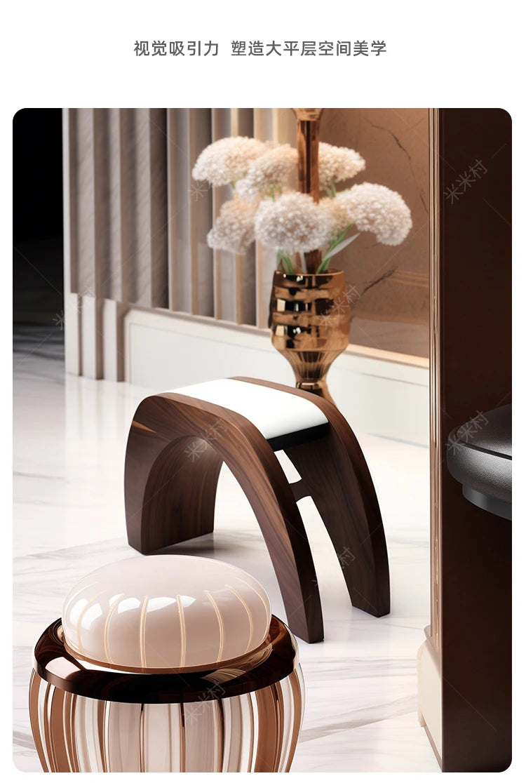 Nordic creative small stool high-end home stool strong and durable solid wood fashion shoe change solid wood seat stool