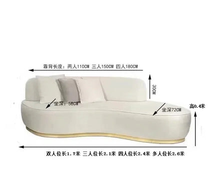 ZMLhigh-end beauty salon club stainless steel curved sofa modern light luxury metal clothing store sofa