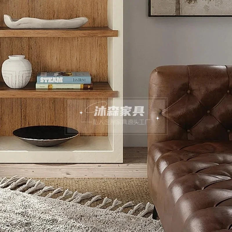 Retro solid wood simple bookcase American country white arched bookshelf display study floor locker