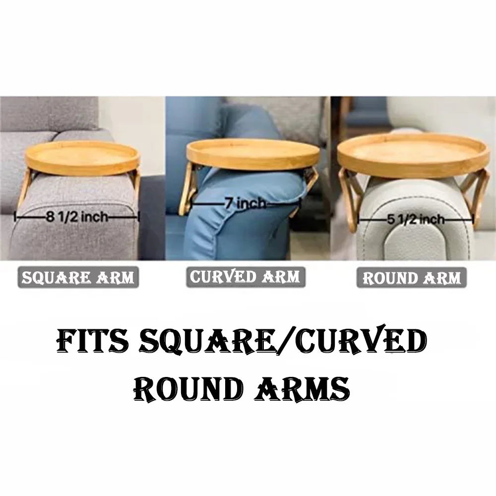 Storage Tray Table Sofa Armrest Clip-On Trays Natural wooden Sofa Tray Practical TV Snack Trays for Remote Control Drink Snacks