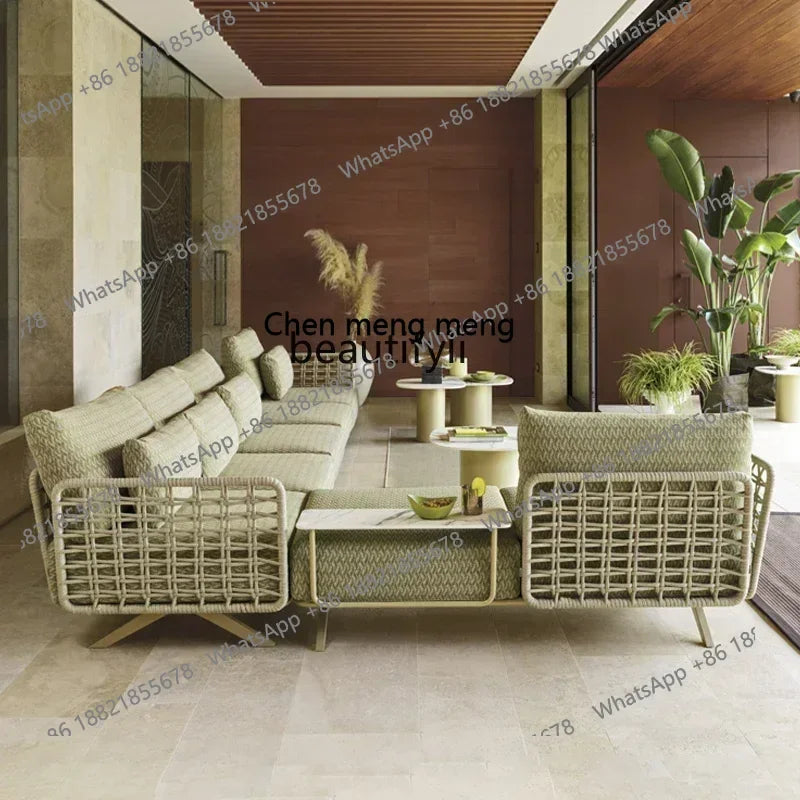 New arrive Nordic outdoor sofa rainproof rattan cafe courtyard hotel garden leisure card seat combination420