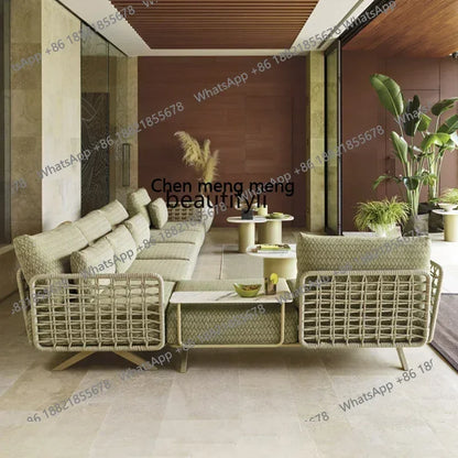 New arrive Nordic outdoor sofa rainproof rattan cafe courtyard hotel garden leisure card seat combination420