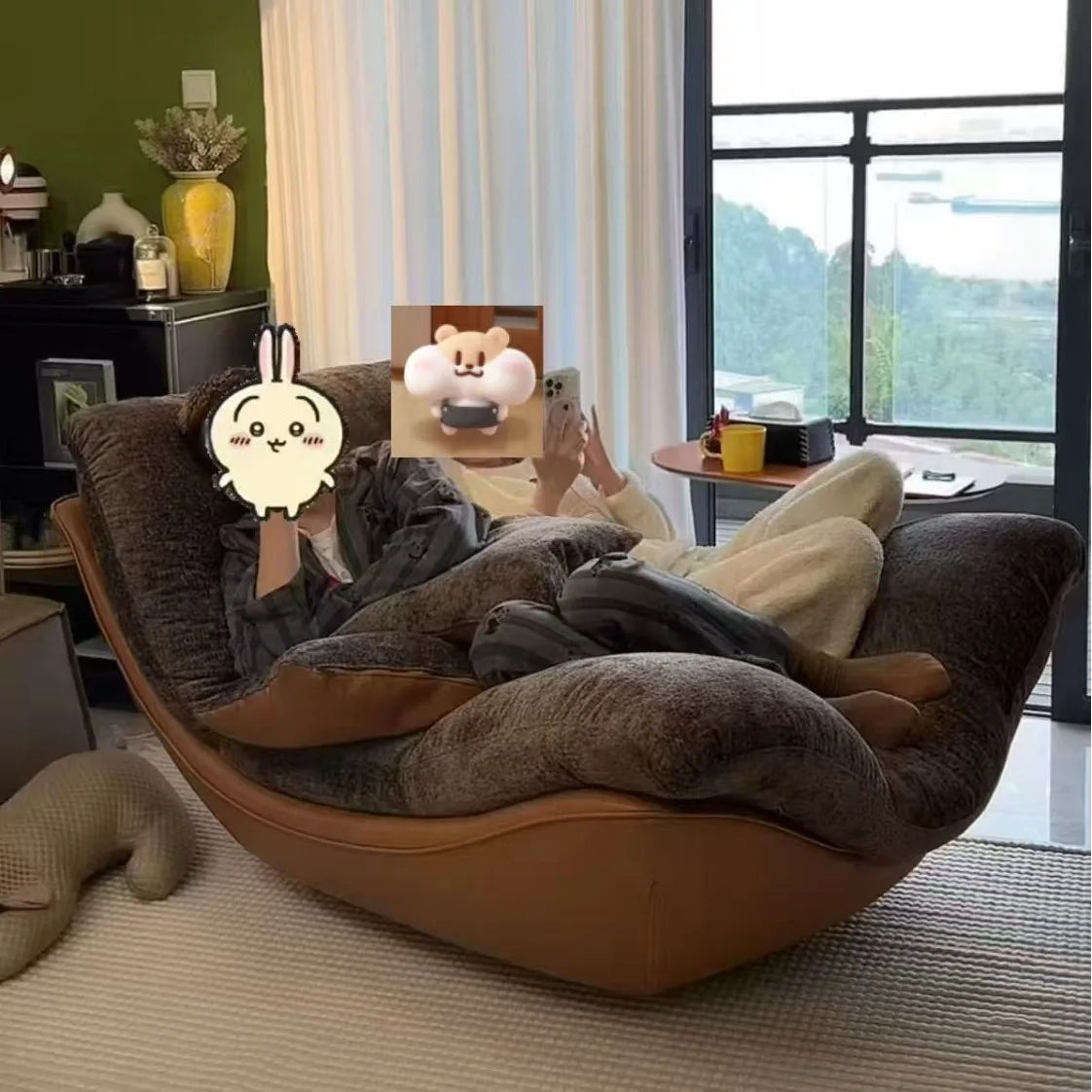 Italian minimalist living room couple double sofa recliner advanced reclining sleeping lazy sofa down