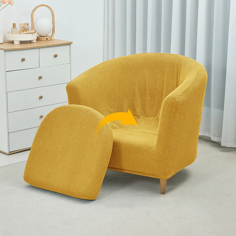 2pcs/set Jacquard Stretch Club Armchair Slipcover 1pc Barrel Tub Sofa Cover + 1pc Polar Fleece Couch Cover Furniture Protector