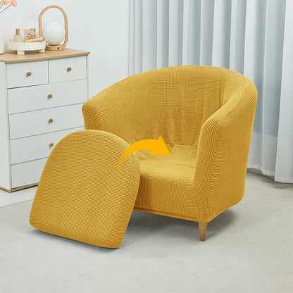 2pcs/set Jacquard Stretch Club Armchair Slipcover 1pc Barrel Tub Sofa Cover + 1pc Polar Fleece Couch Cover Furniture Protector