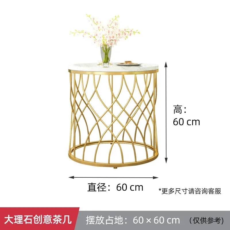 Rock slab coffee table round light luxury TV cabinet combination living room household marble size round