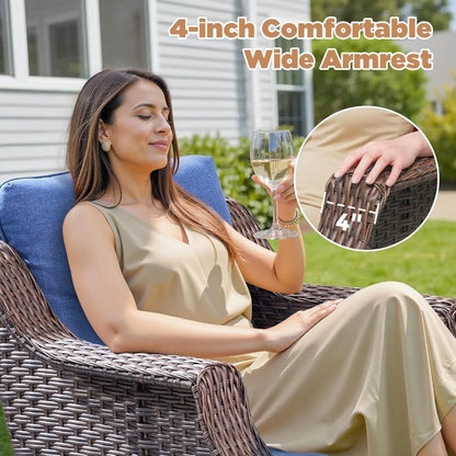 Patio Wicker Chairs Swivel Rocker-Outdoor Swivel Rocker Chair Set of 2 with All Weather Wicker Glider Rocker Set, PE Rattan Swiv