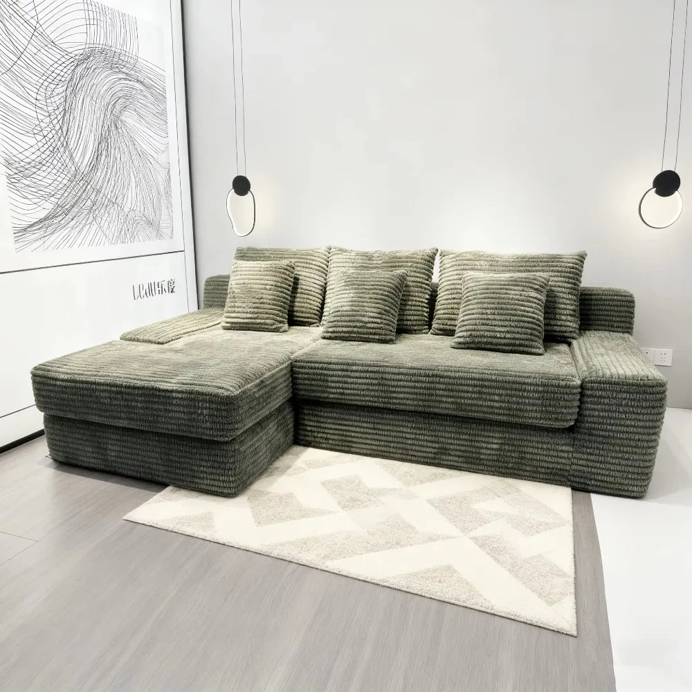 Modern Luxury Velvet L-shaped Compression Sofa Bed Set, Adjustable Function Durable Design, for Living Room Boneless Sofa