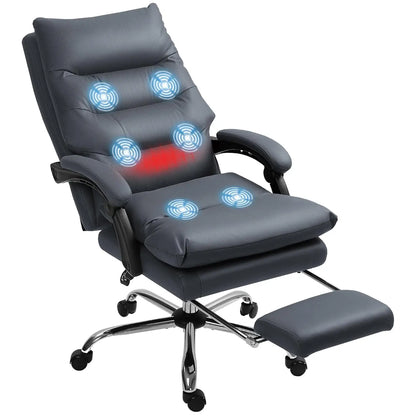 Microfibre Executive Massage Office Chair, Computer Desk Chair, Heated Reclining Chair with Footrest, Customized
