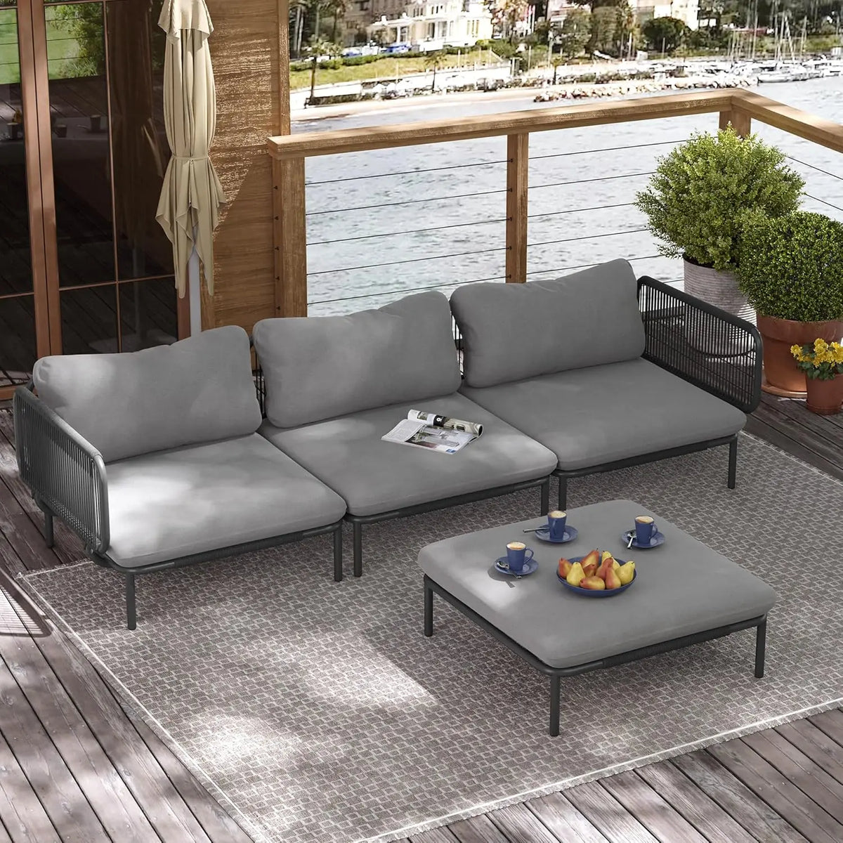 4 Piece Modern Outdoor Sectional Sofa, 31