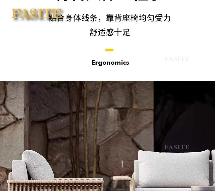 Outdoor Sofa Rattan Courtyard Garden Waterproof and Sunscreen Villa Sofa Simple Combination Rattan Furniture