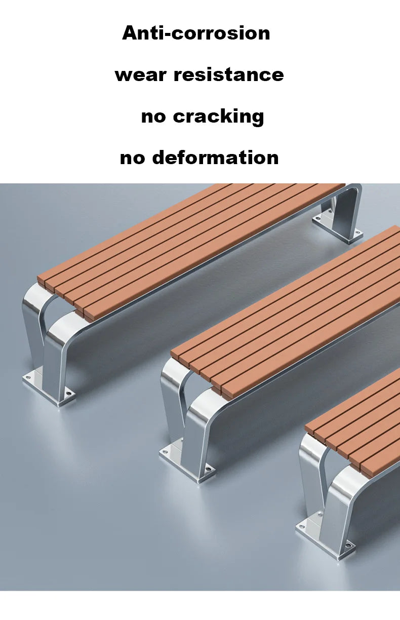 Banc de Patio Anti-Corrosion en acier inoxydable 304, haute qualité, 1.5mm d'épaisseur, mobilier d'extérieur moderne pour salle de sport, centre commercial, supermarché