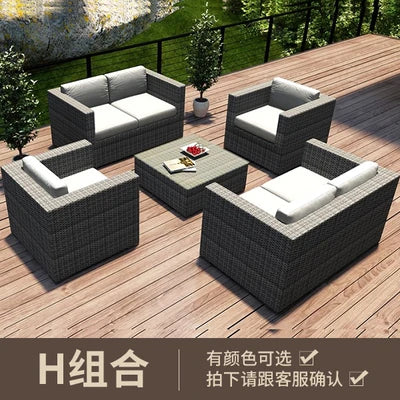 Outdoor sofa combination courtyard garden balcony leisure rattan chair