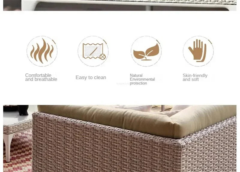 Nordic PE Rattan Outdoor Sofas Set Modern Garden Furniture Home Waterproof Sun Protection Set Leisure Patio Balcony Lounge Chair