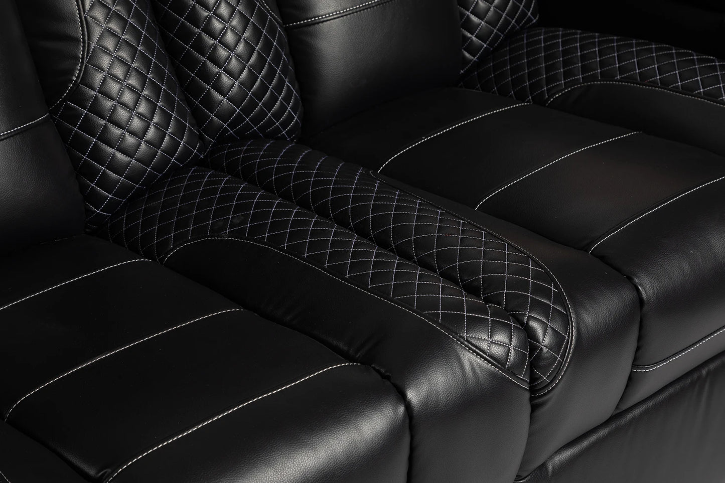 Electric Lever 2 Seater Recliner Cinema Chair Loveseat  With Cup Holders