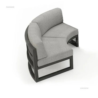 Outdoor Waterproof Sun Protection Garden Sofas Curved Outdoor Sofa Aluminum Alloy Courtyard Villa Reception Sofa Coffee Table A