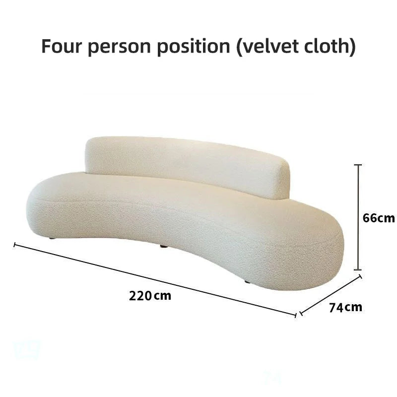 Comfort Beige Lamb Fleece Sofa with Soft Sponge Cushion Modern Sturdy Wooden Frame Living Room Couches Office Hotel Lounge Sofas