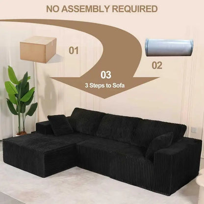 L Shaped Modular Boneless Sectional Couches for Living Room, Wide Armrest, Deep Seat, Memory Foam, Assembly Free, Modern Comfy