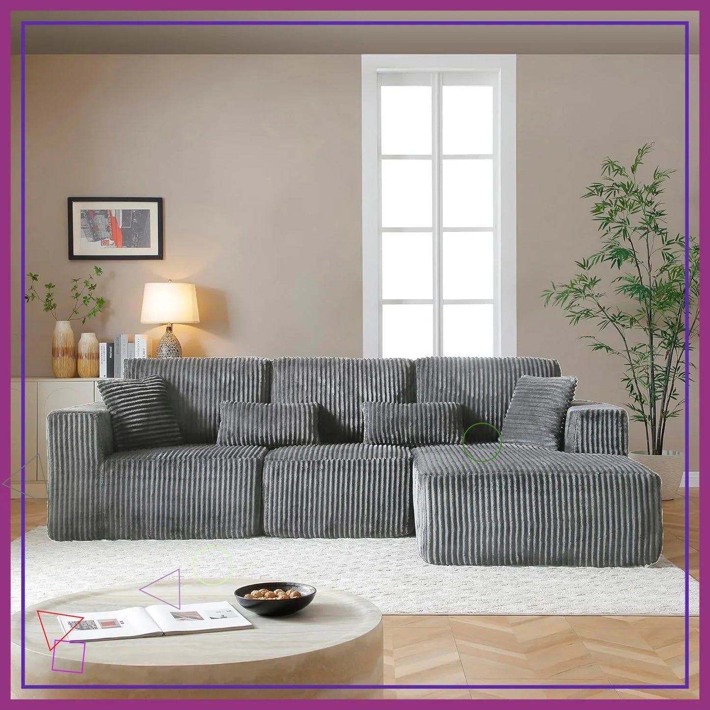L-Shaped Modular Cloud Sofa with Chaise & Deep Seats