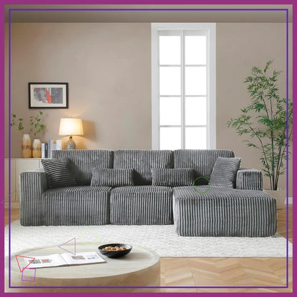 L-Shaped Modular Cloud Sofa with Chaise & Deep Seats
