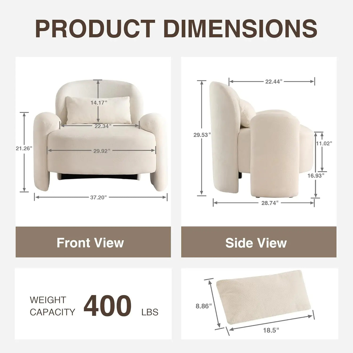 Oversized Accent Chair, Modern Linen Fabric Lounge Armchair for Living Room, Upholstered Comfy Reading Single Sofa, Customized