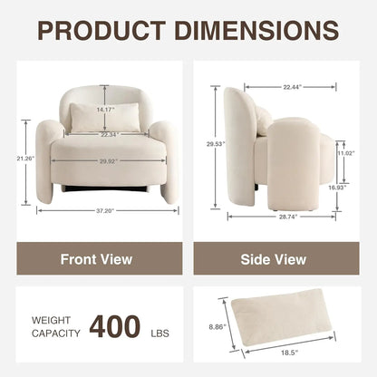 Oversized Accent Chair, Modern Linen Fabric Lounge Armchair for Living Room, Upholstered Comfy Reading Single Sofa, Customized