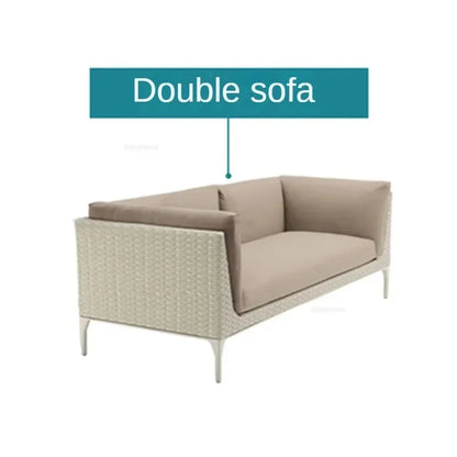 Nordic PE Rattan Outdoor Sofas Set Modern Garden Furniture Home Waterproof Sun Protection Set Leisure Patio Balcony Lounge Chair