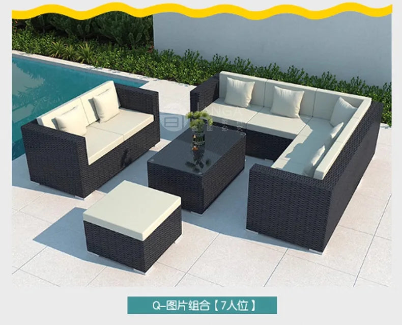 Outdoor villa courtyard sofa hotel B & B terrace waterproof sunscreen sofa furniture indoor and outdoor rattan weaving