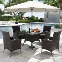Terrace Furniture Set, Including 8 Cushioned Chairs and 2 Square Tables with Umbrella Shaped Hollow Grey Outdoor Chairs