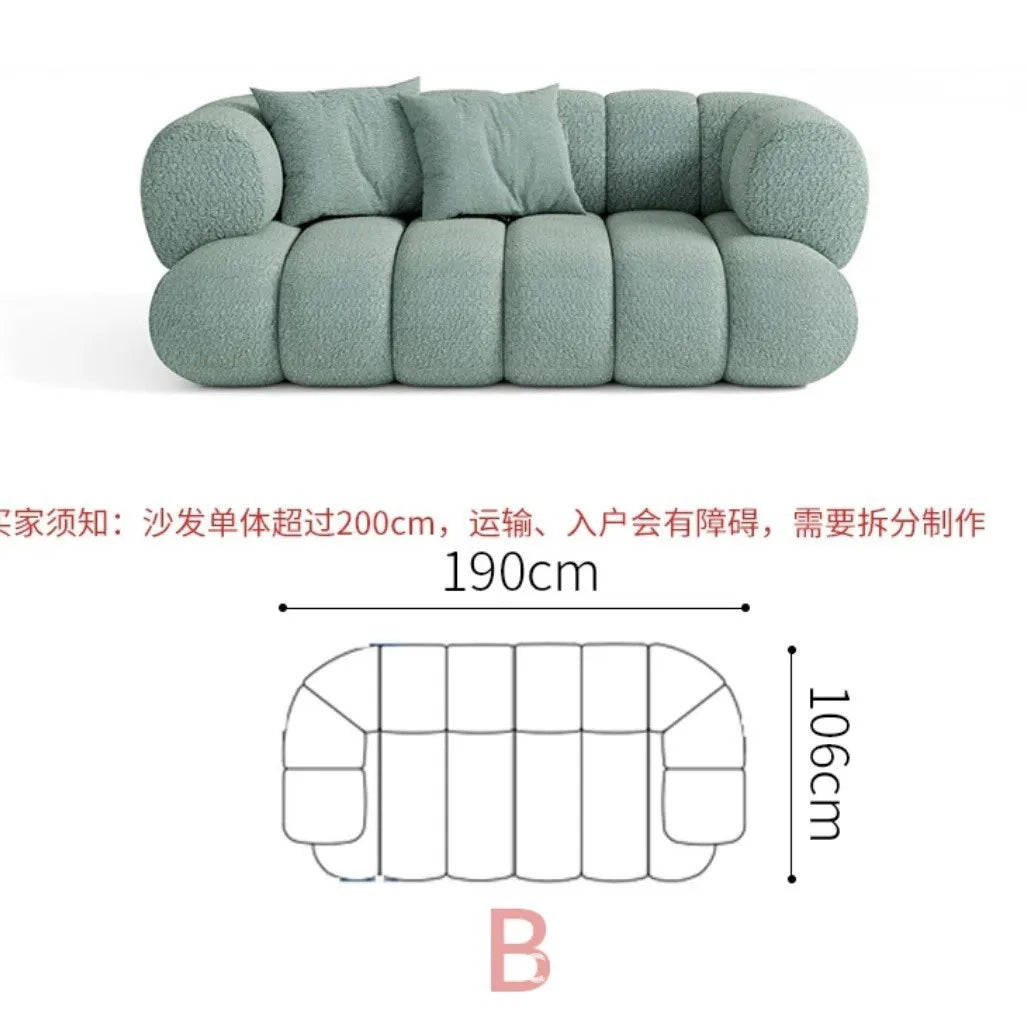 Living room cloud fabric sofa size apartment
