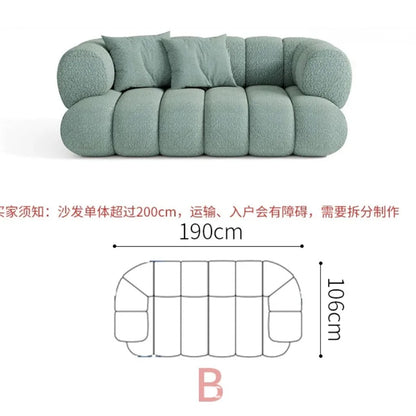Living room cloud fabric sofa size apartment
